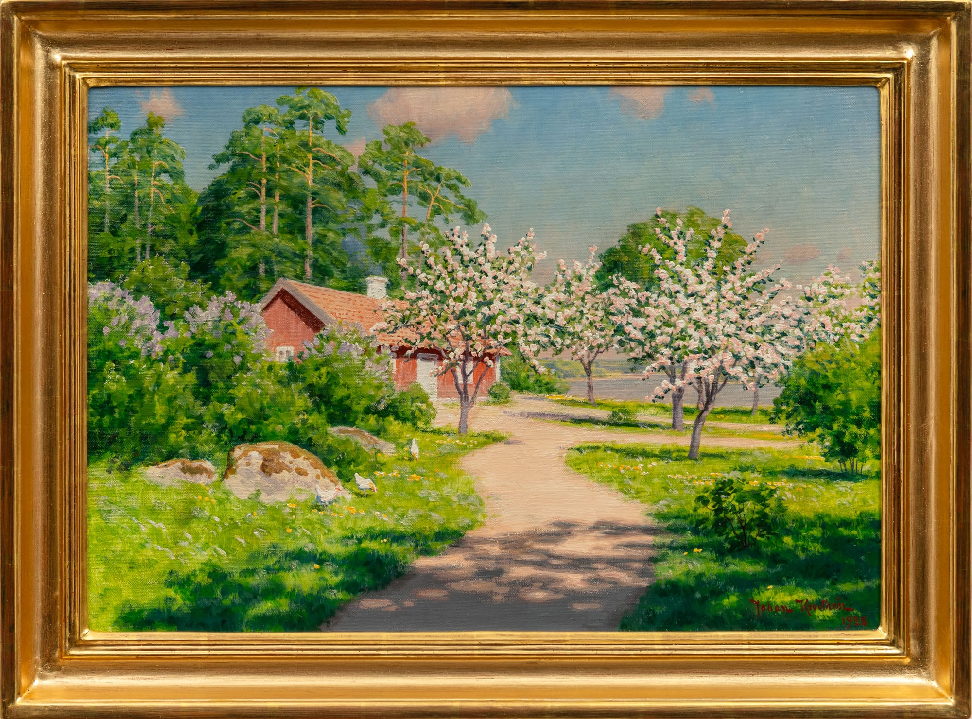 Johan Krouthén - Sommarlandskap med Blommande Äppelträd