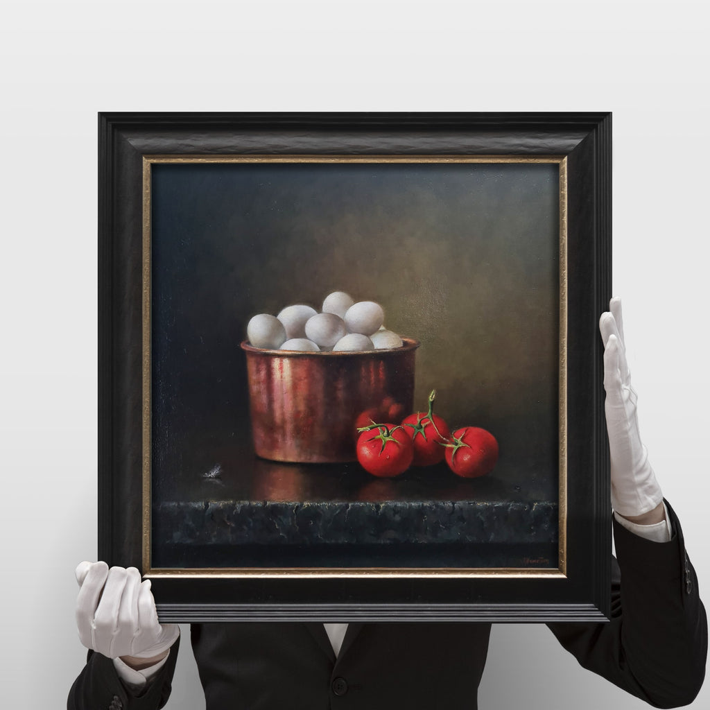 Jeanette Hennum - Stillife with eggs and tomatoes