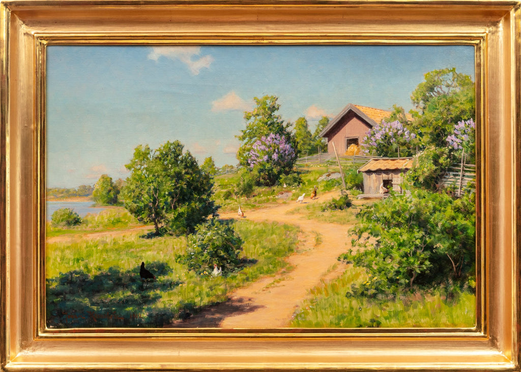 Johan Krouthén - Farm picture with lilacs in bloom 